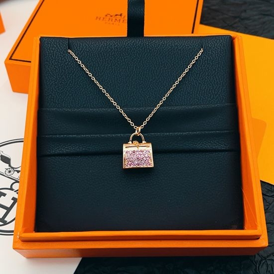 Hermes Pink Diamond Rose Gold Pendant Necklace