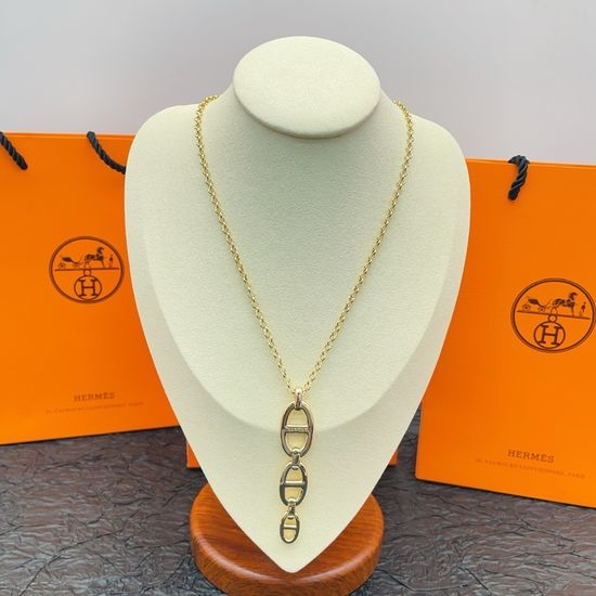 Hermes Gold Tassel Pendant Necklace