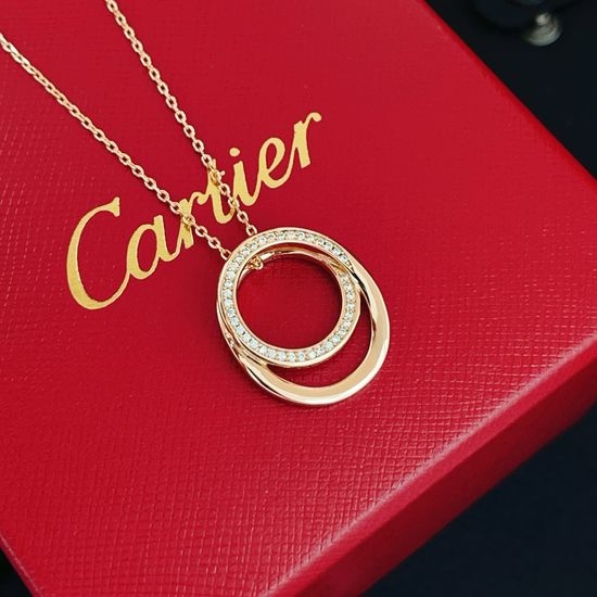 Cartier Rose Gold Double Circle Pendant Necklace
