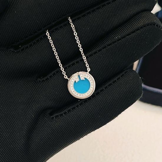 Tiffany & Co. Silver Blue Heart Coin Necklace