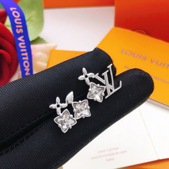 Louis Vuitton LV Diamond Cut Silver Earrings