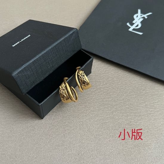 Yves Saint Laurent YSL Premium Metal Texture Stud Earrings