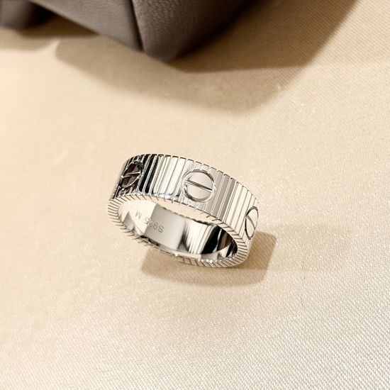 Cartier Engraved Pattern Sterling Silver Ring