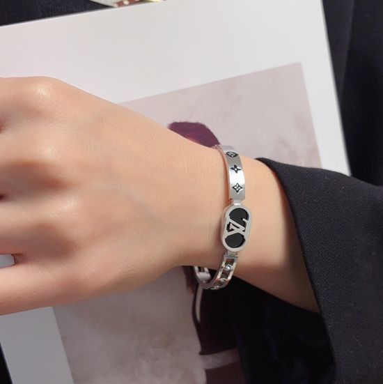 Louis Vuitton LV Dainty Letter Engraved Bangle Tarnish Resistant