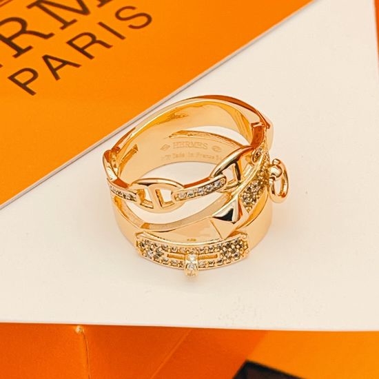 Hermes Diamond Inlaid Rose Gold Ring