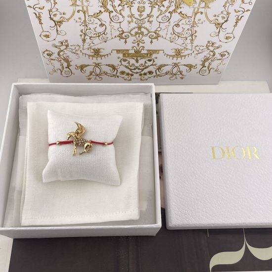Christian Dior CD Hollow Flying Horse Decorated Adjustable Red Bracelet
