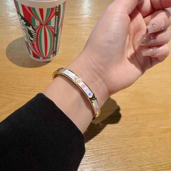Louis Vuitton LV Mother of Pearl Cuff Bangle Premium Craft