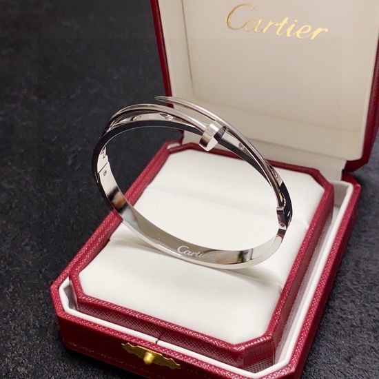 Cartier Diamond Inlaid Narrow Cuff Bangle Delicate Design