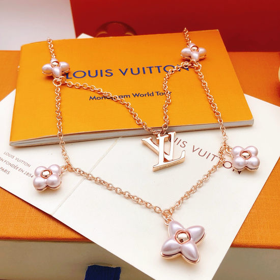Louis Vuitton LV Romantic Rose Gold Flower Brass Necklace