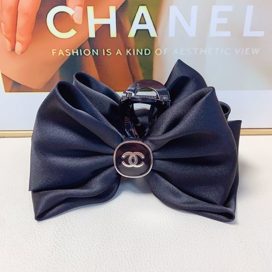 Chanel Satin Bow Claw Clip Elegant Hair Accessory