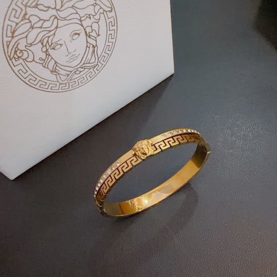 Versace Embellished Signature Pattern Wrist Bracelet