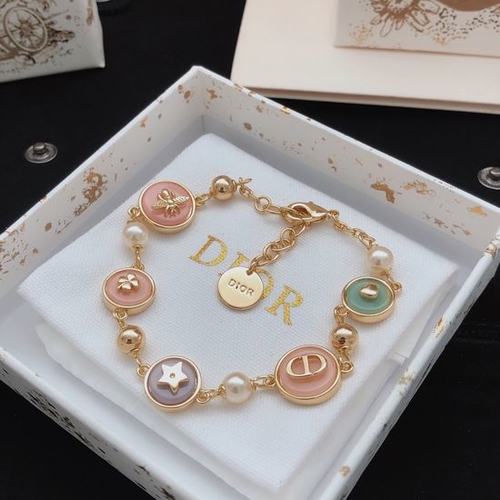 Christian Dior CD Pink Bee Brass Bracelet