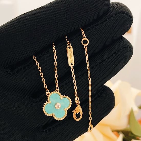 Van Cleef & Arpels VCA Diamond Clover Pendant Necklace