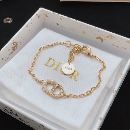 Christian Dior CD Delicate Beaded Letter Decor Bracelet