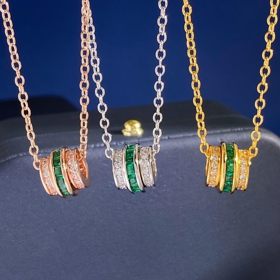 Bvlgari Rotating Pave Cylinder Pendant Necklace