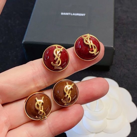 Yves Saint Laurent YSL Elegant YSL Red Pearl Earrings