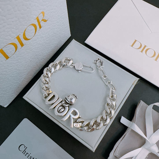 Christian Dior CD Vintage Style Adjustable Silver Bracelet