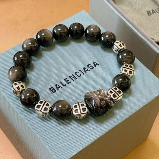 Balenciaga Natural Obsidian Hand-carved Bracelet