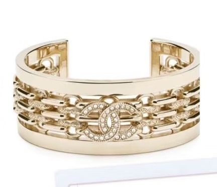 Chanel Gold Chain Rhinestone Bangle