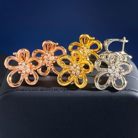 Van Cleef & Arpels VCA Metal Flower Clip-On Earrings