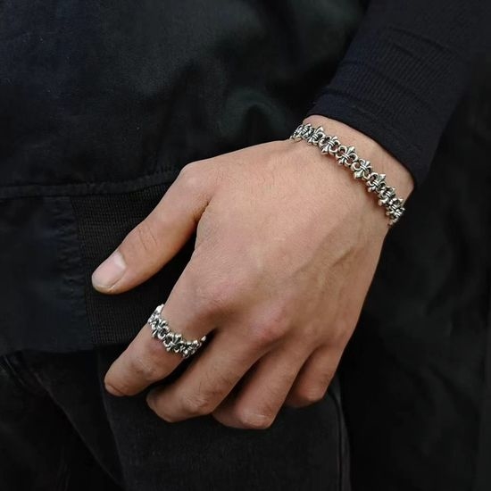 Chrome Hearts Anchor Design Open Ring Bracelet Set