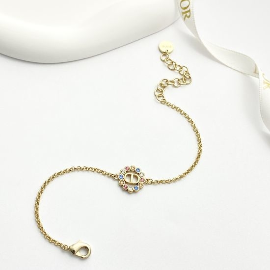 Christian Dior CD Hollow Round Rhinestone Bracelet