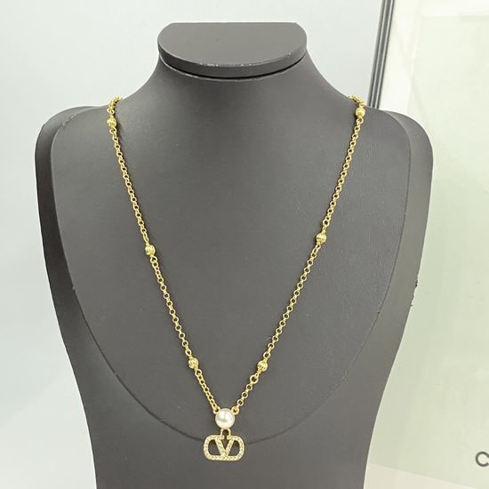 Valentino Diamond V Pendant Necklace