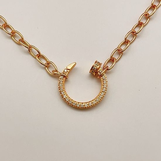 Cartier Rose Gold Diamond Nail Necklace