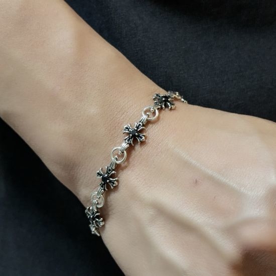 Chrome Hearts Vintage Black Stone Cross Bracelet