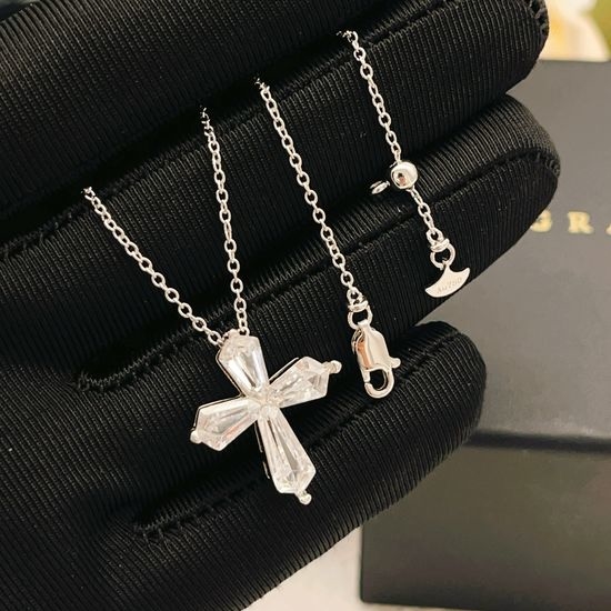 Polo Ralph Lauren Silver Diamond Cross Shape Necklace