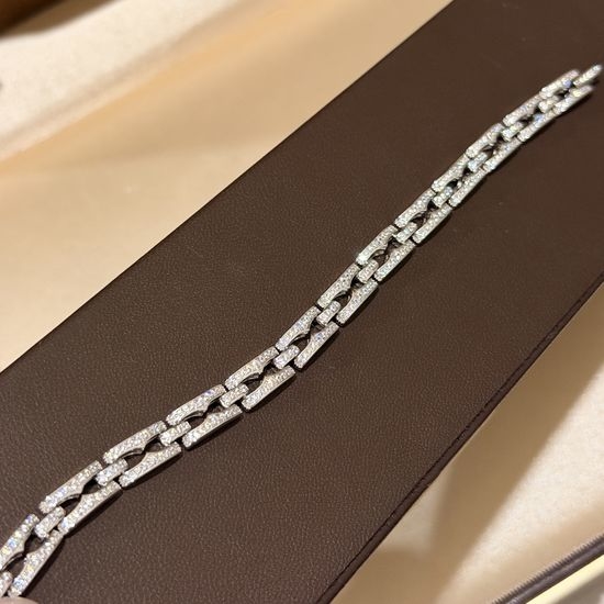 Bottega Veneta BV Full Diamond Chain Link Sterling Silver Bracelet
