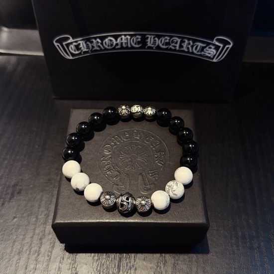 Chrome Hearts Vintage Obsidian Multi Element Beaded Bracelet