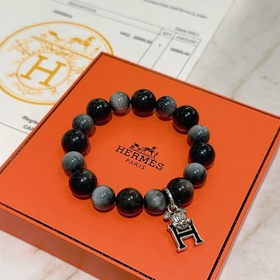 Hermes Natural Stone Beaded Bracelet Retro Finish