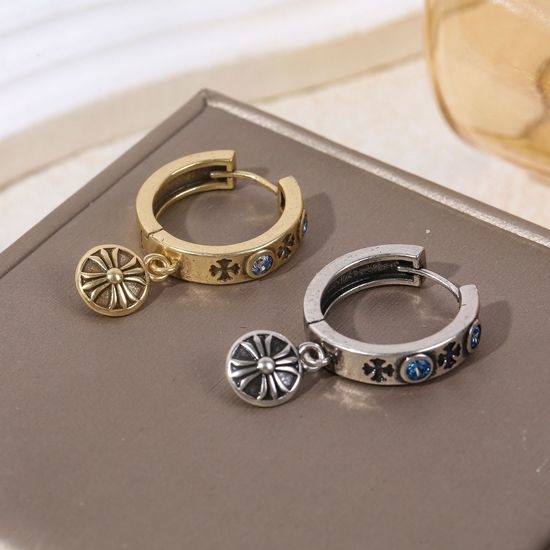 Chrome Hearts Colorful Diamond Inlaid Earrings Elegant Jewelry