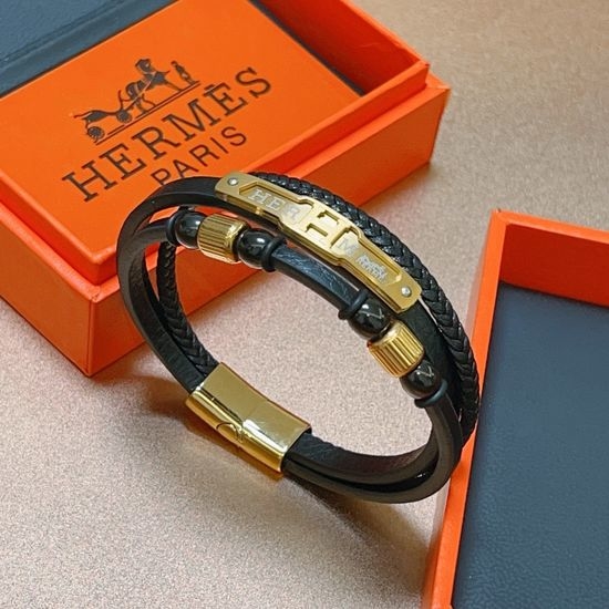 Hermes Genuine Leather Vintage Style Bracelet