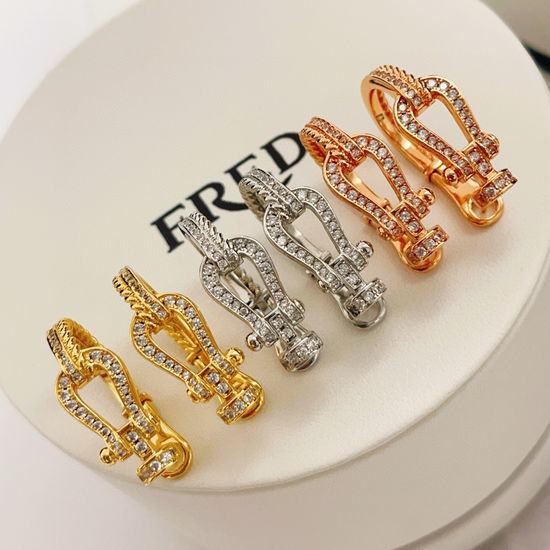 Fred Three Tone Diamond Horseshoe Earrings