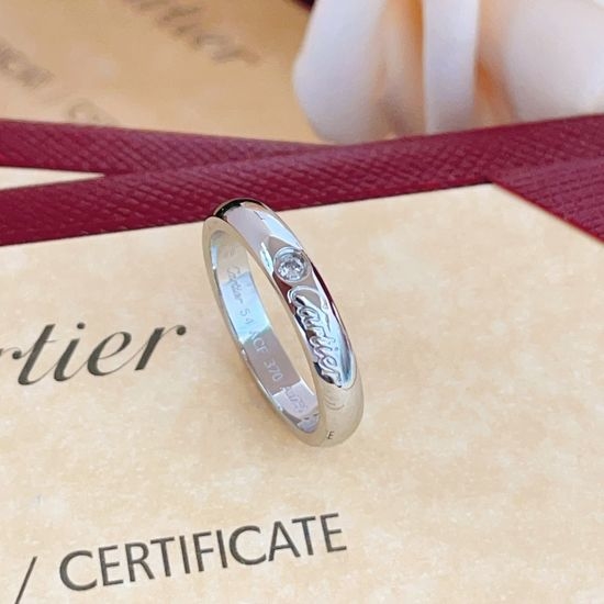 Cartier Silver Single Diamond Polished Ring