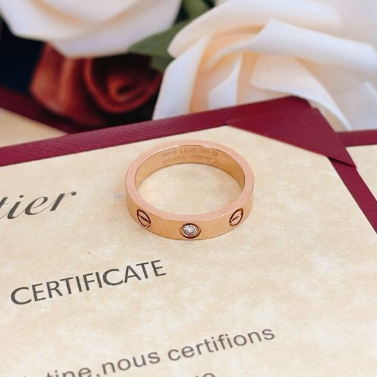 Cartier Rose Gold Single Diamond Ring