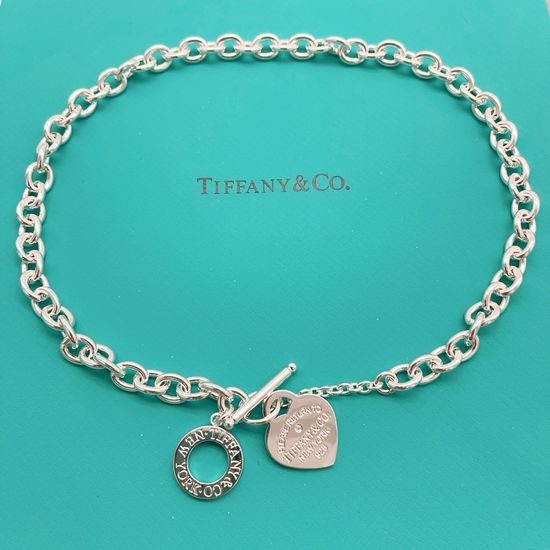 Tiffany & Co. Polished Silver Heart Shape Necklace