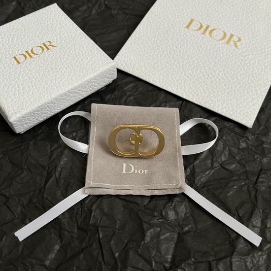 Christian Dior CD Elegant Vintage Brass Brooch