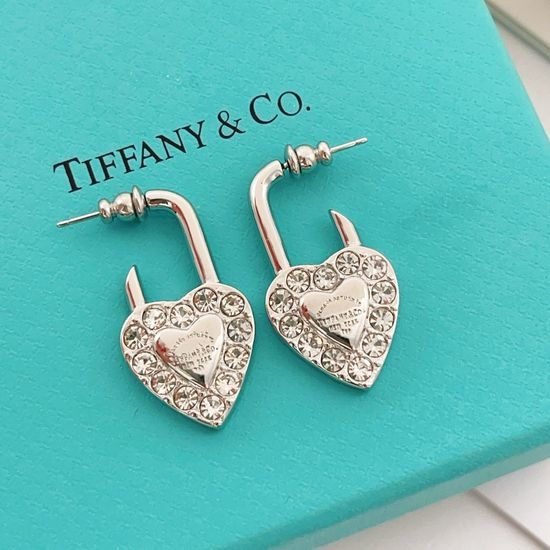Tiffany & Co. Silver Diamond Heart Stud Earrings