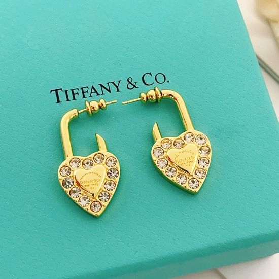 Tiffany & Co. Gold Diamond Heart Stud Earrings