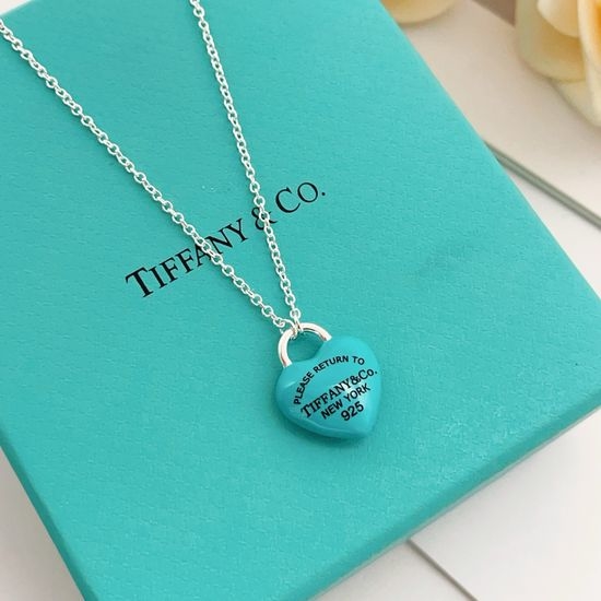 Tiffany & Co. Light Blue Heart Pendant Necklace