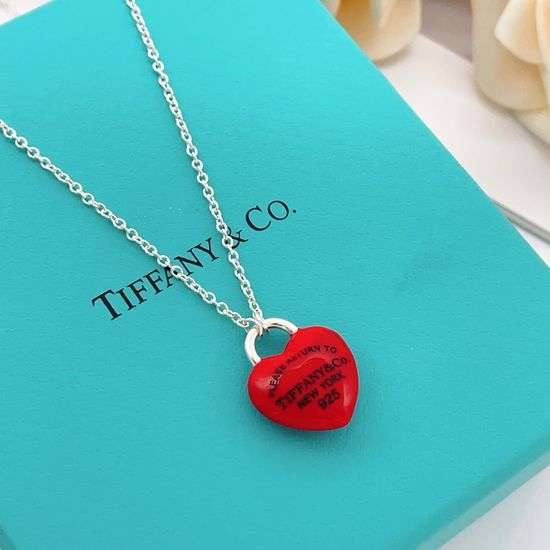 Tiffany & Co. Red Heart Pendant Necklace Delicate