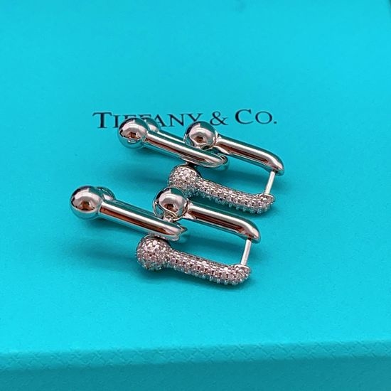 Fendi U Shaped Silver Tone Stud Earrings
