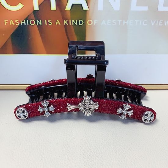 Chrome Hearts Red Rhinestone Hair Claw
