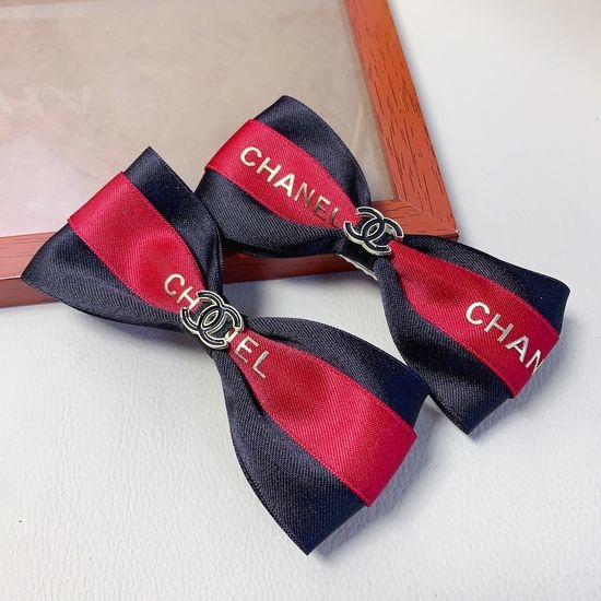 Chanel Enamel Logo Side Hair Clips