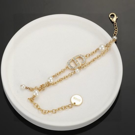 Christian Dior CD Star Letter Retro Brass Chain Bracelet