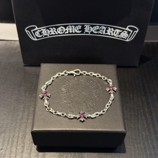 Chrome Hearts Cross Pink Diamond Bracelet