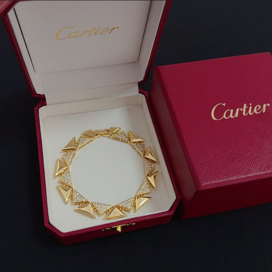 Cartier Diamond Inlay Gold Stylish Classic Bracelet
